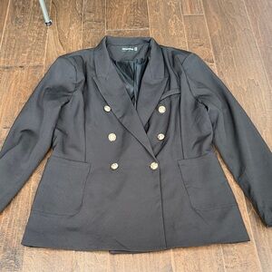 PrettyLittleThing Black Double-Breasted Blazer with Gold Buttons